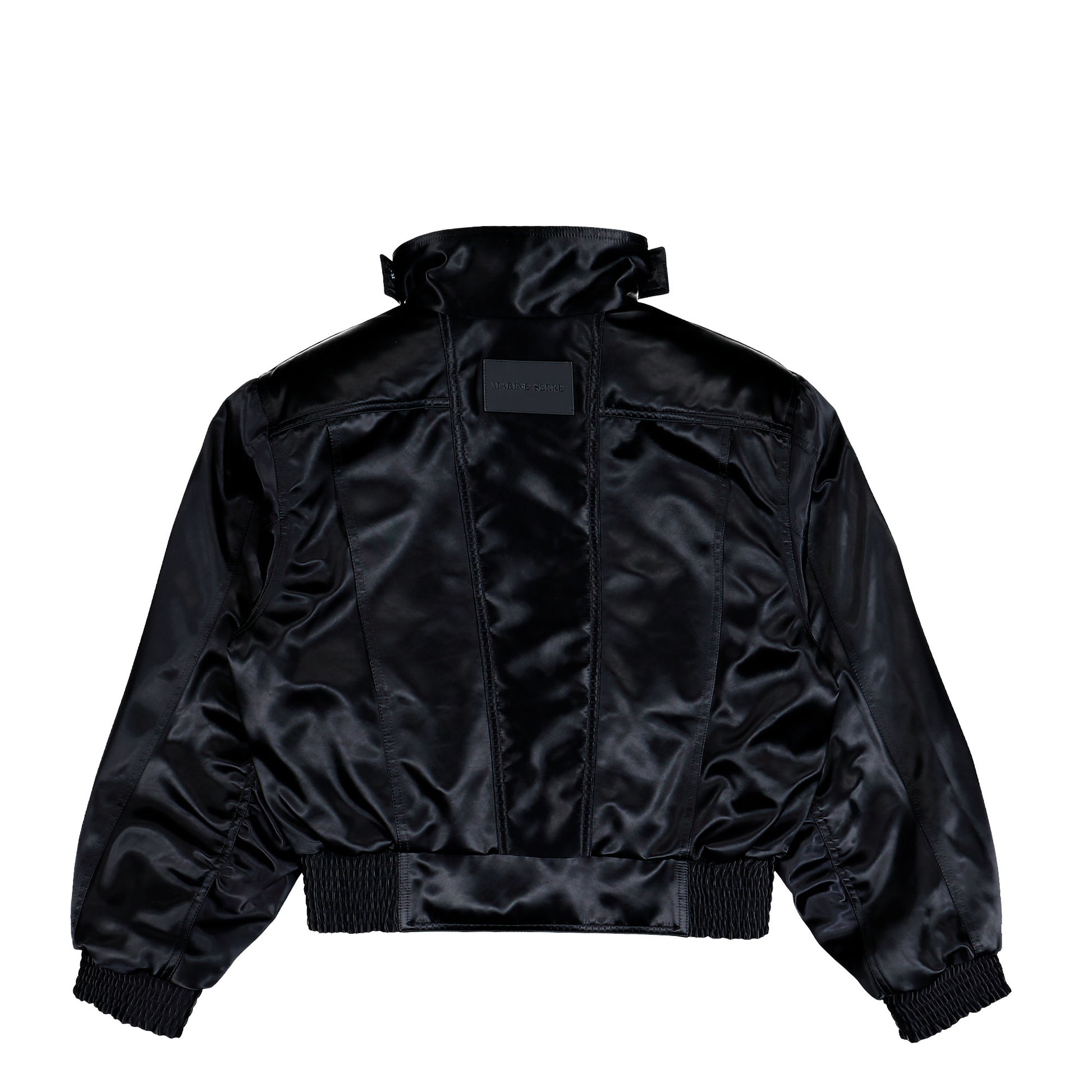 Marine Serre Satin Nylon Bomber Jacket Black Jackets UJA068ACWOV0068-BK99 Detail View 2 | GATE