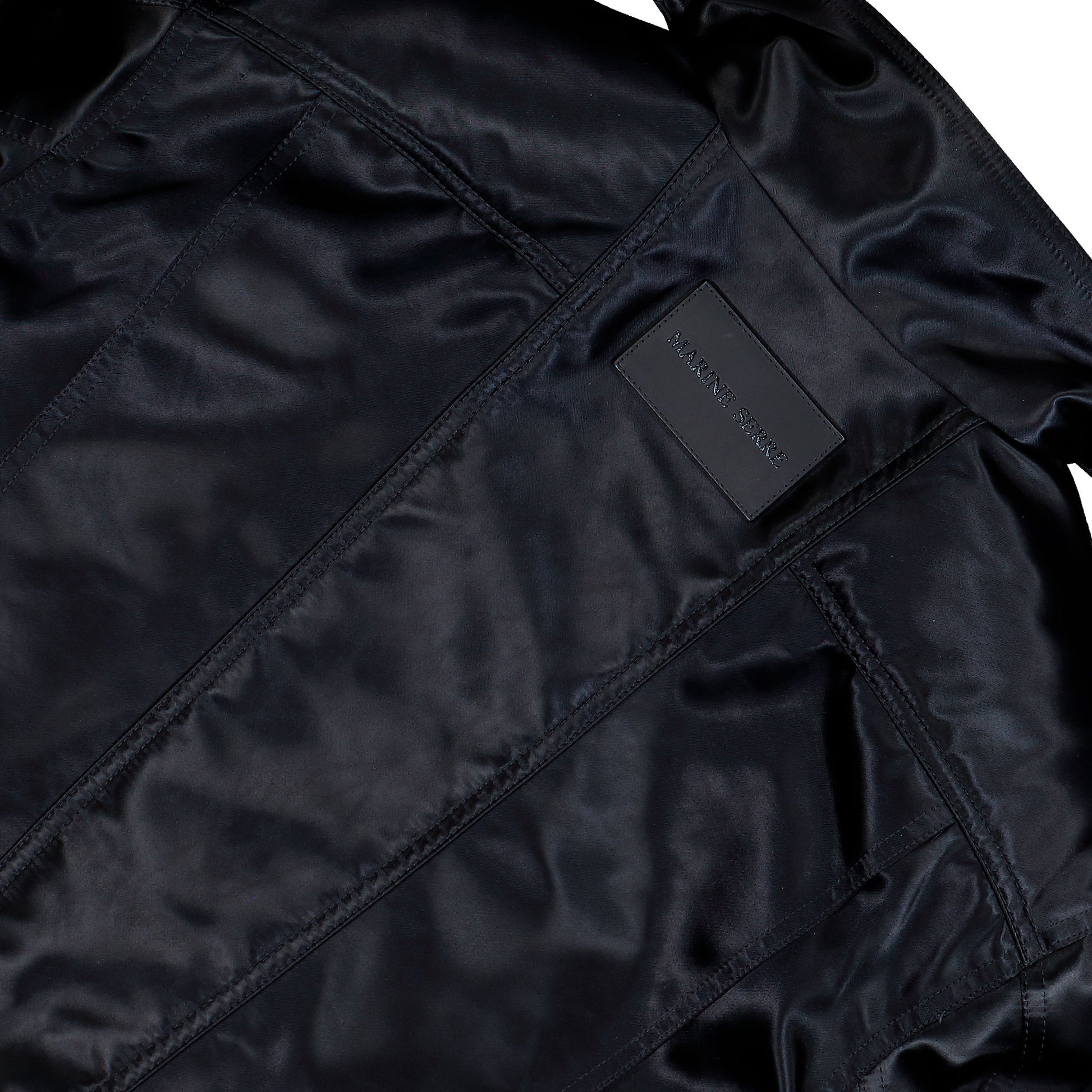 Marine Serre Satin Nylon Bomber Jacket Black Jackets UJA068ACWOV0068-BK99 Detail View 5 | GATE