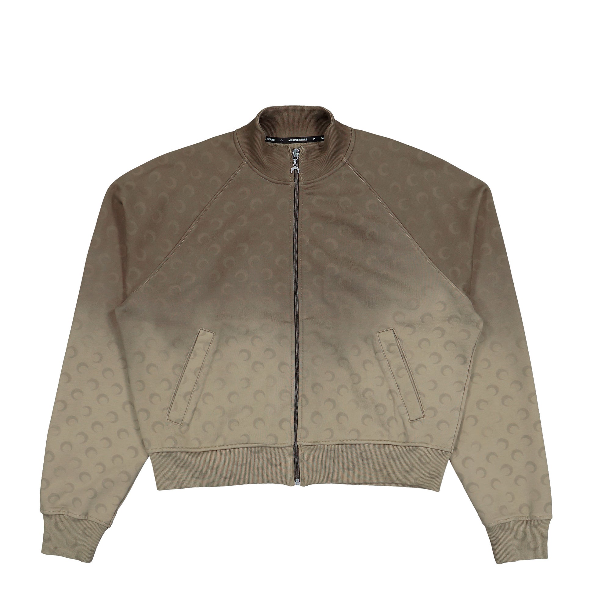 Marine Serre Faded Moon Zipped Sweatshirt Taupe Sweatshirts UJA081ACJER0073-BG40 Detail View 1 | GATE