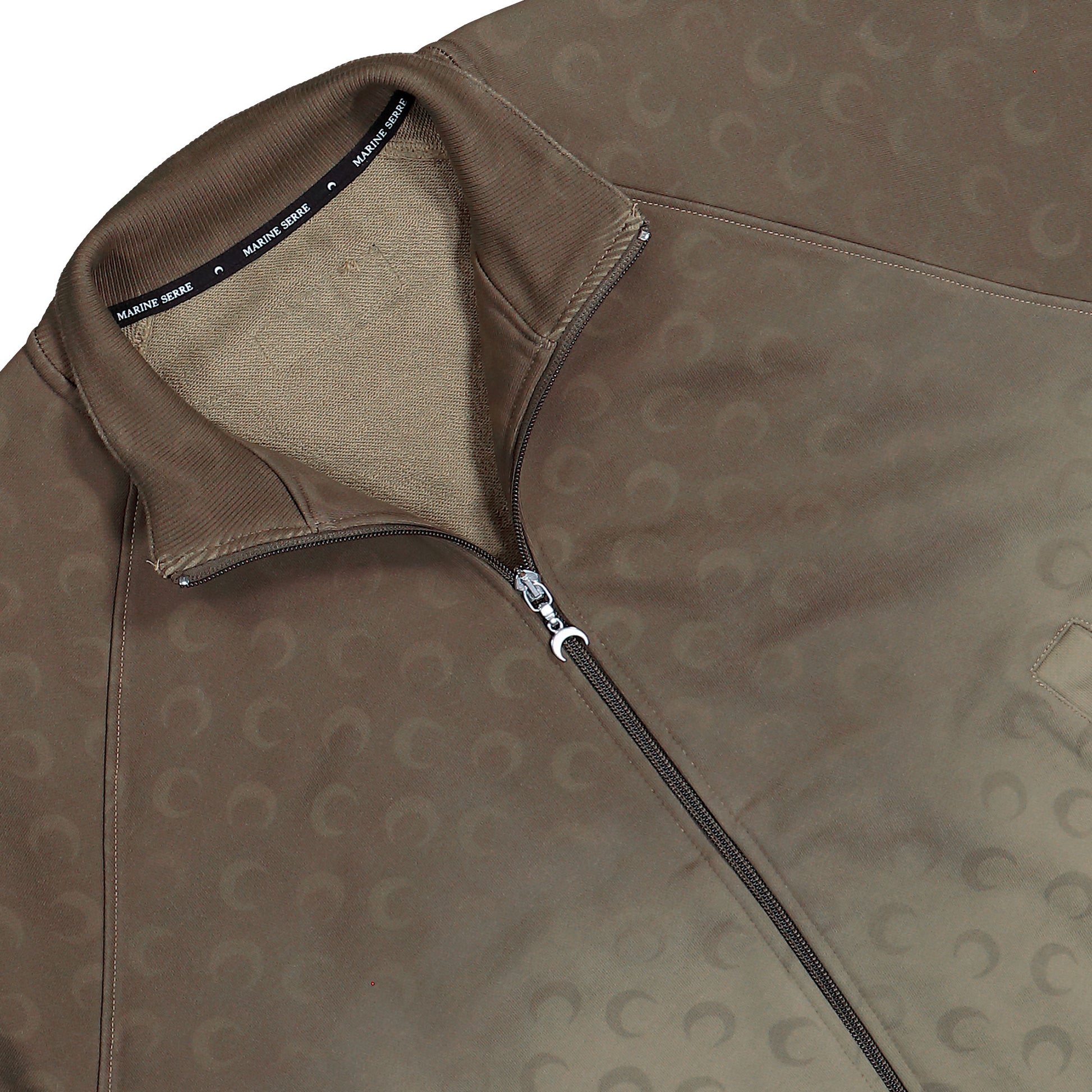 Marine Serre Faded Moon Zipped Sweatshirt Taupe Sweatshirts UJA081ACJER0073-BG40 Detail View 3 | GATE