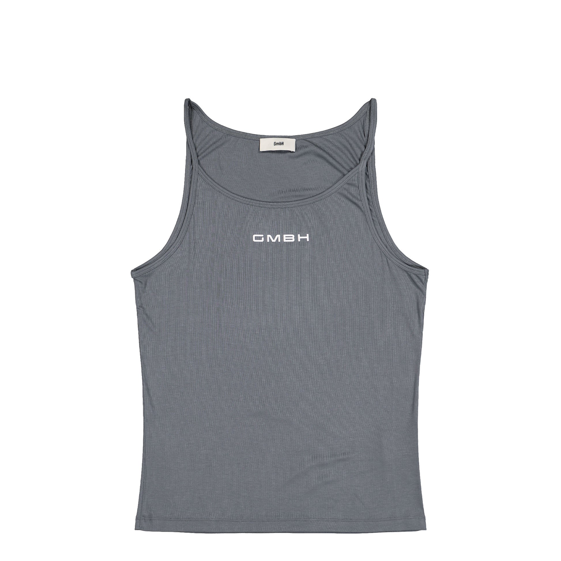 GmbH Tank Top With GmbH Print  Dark Grey Tops Vest3 Kili Detail View 1 | GATE

