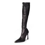 Marine Serre MS Knee-High Boots Black Boots WBO002ACLEA0005-BK99 Detail View 4 | GATE
