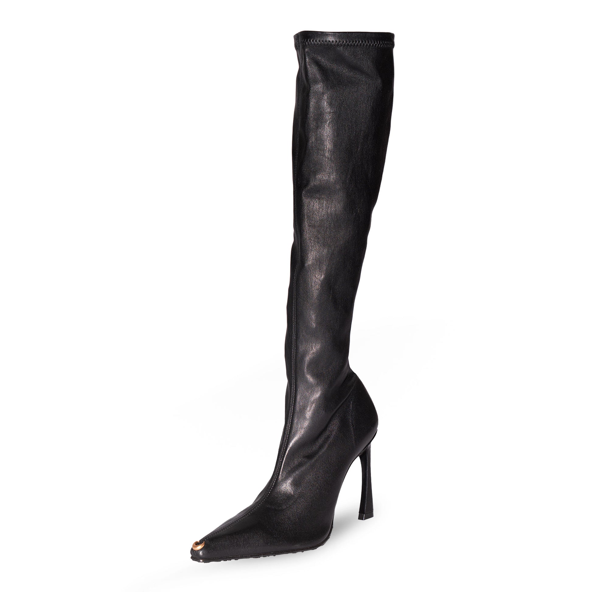 Marine Serre MS Knee-High Boots Black Boots WBO002ACLEA0005-BK99 Detail View 4 | GATE
