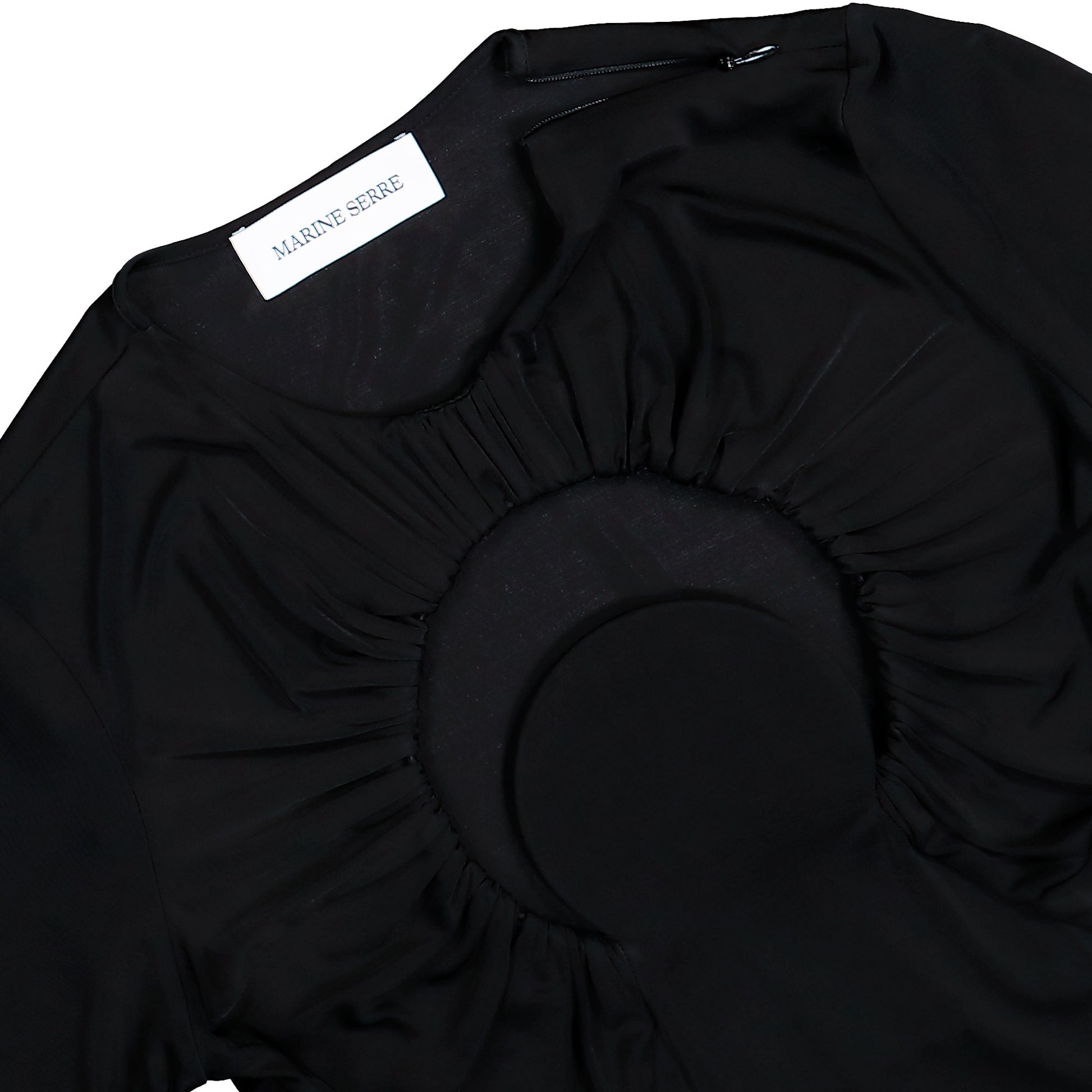 Marine Serre Moon Gathered Mini Dress Black Dresses WDR443ACJER0100-BK99 Detail View 3 | GATE