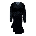 Marine Serre Moonogram Mesh Flock Ruffles Mini Dress Black Dresses WDR470ACJER0005-BK99 Detail View 2 | GATE