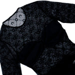Marine Serre Moonogram Mesh Flock Ruffles Mini Dress Black Dresses WDR470ACJER0005-BK99 Detail View 3 | GATE