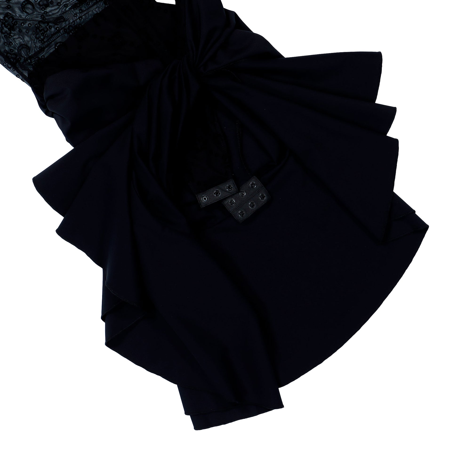 Marine Serre Moonogram Mesh Flock Ruffles Mini Dress Black Dresses WDR470ACJER0005-BK99 Detail View 4 | GATE