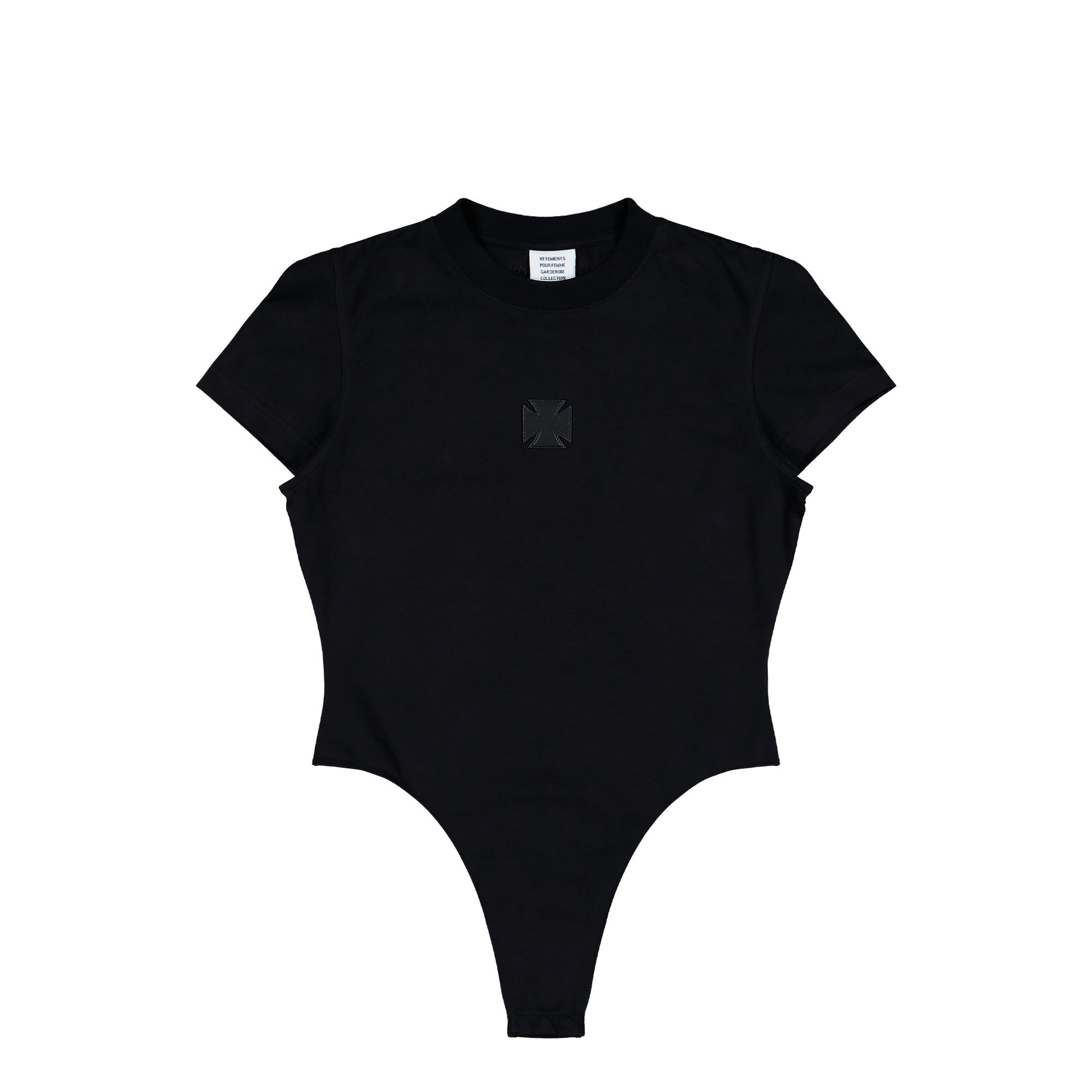 VETEMENTS Leather Cross T-Shirt Body Black Bodies & Bodysuits WE76BD537B Detail View 1 | GATE