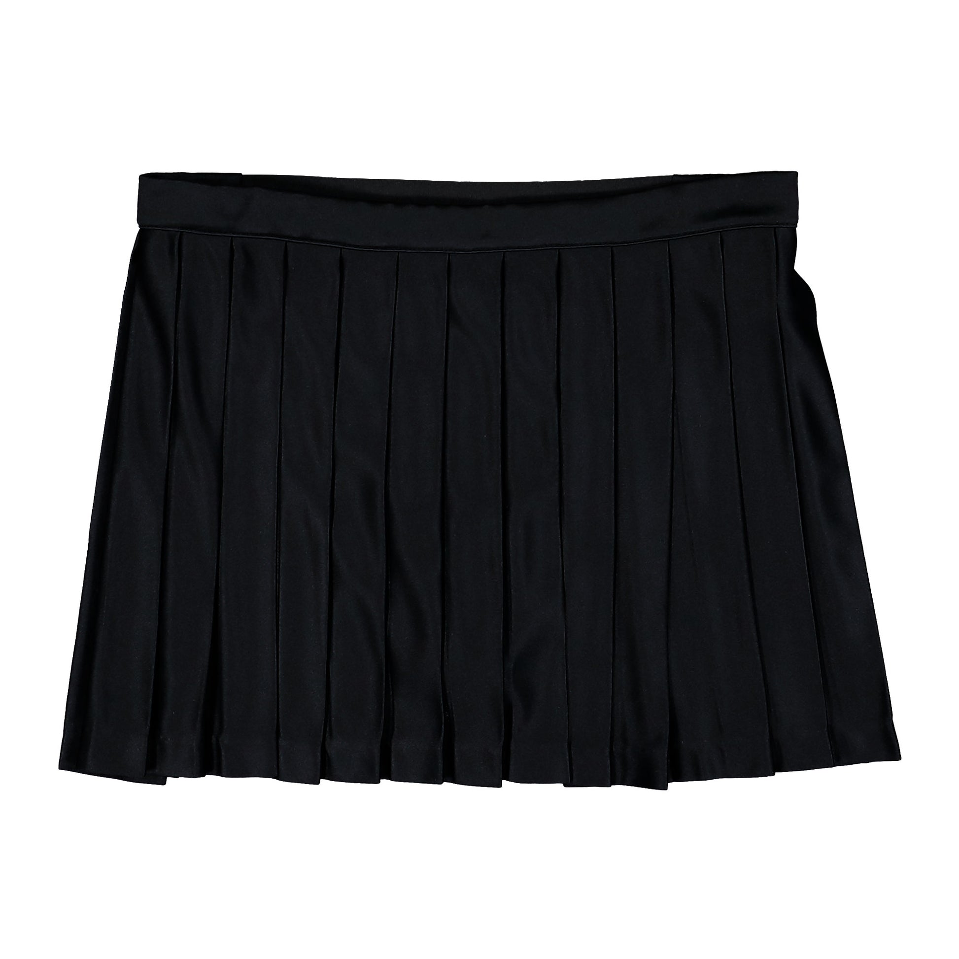 VETEMENTS Open Back Pleated Logo Skirt Black Skirts WE76SK482B Detail View 1 | GATE

