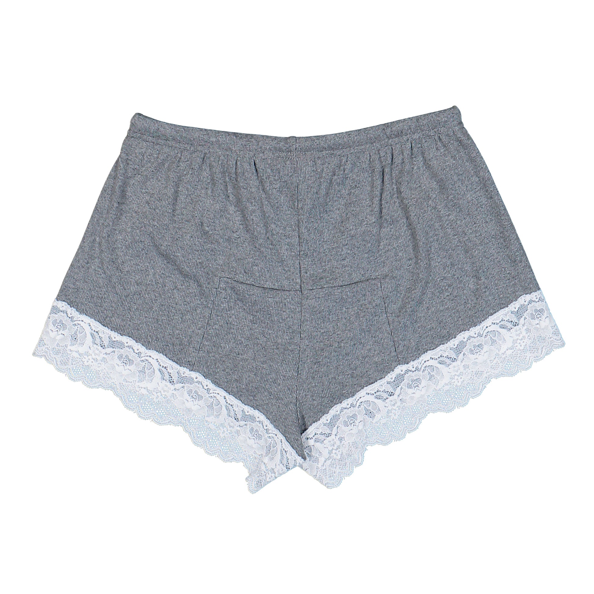 VETEMENTS Lace Mini Shorts Grey Melange Shorts WE76SS426G Detail View 2 | GATE