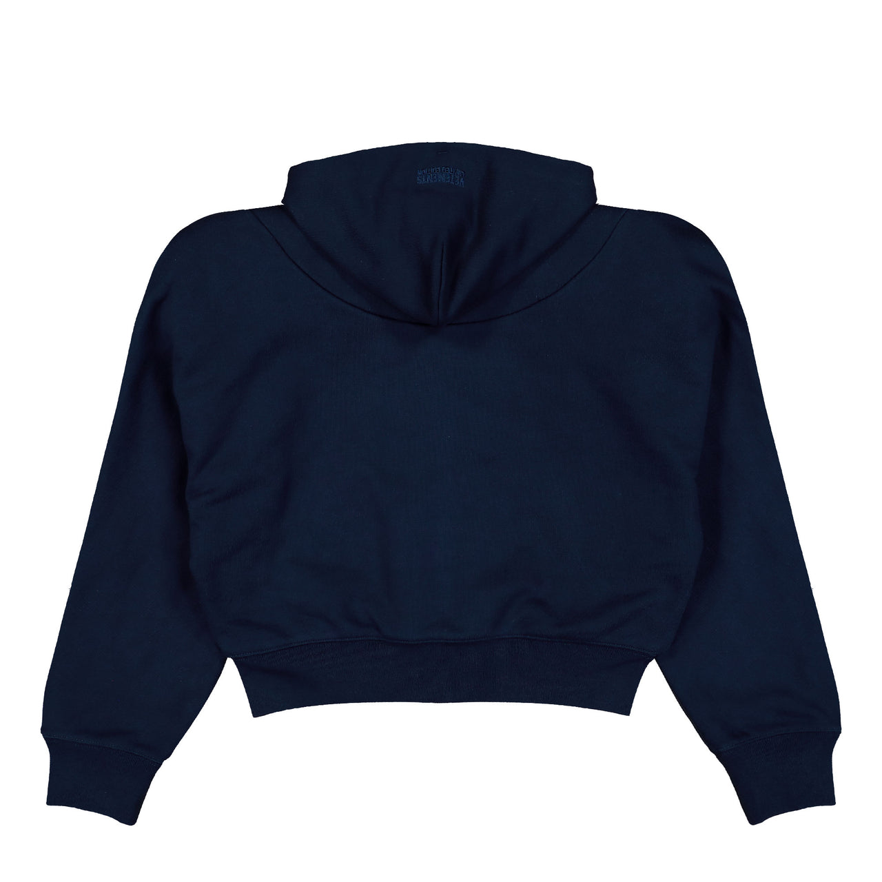 VETEMENTS Alphabet Round Shoulder Zip-Up Hoodie Navy Hoodies WE76ZU496N Detail View 1 | GATE