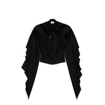 VETEMENTS Round Shoulder Blouse Black Tops WH27BL134B Detail View 1 | GATE