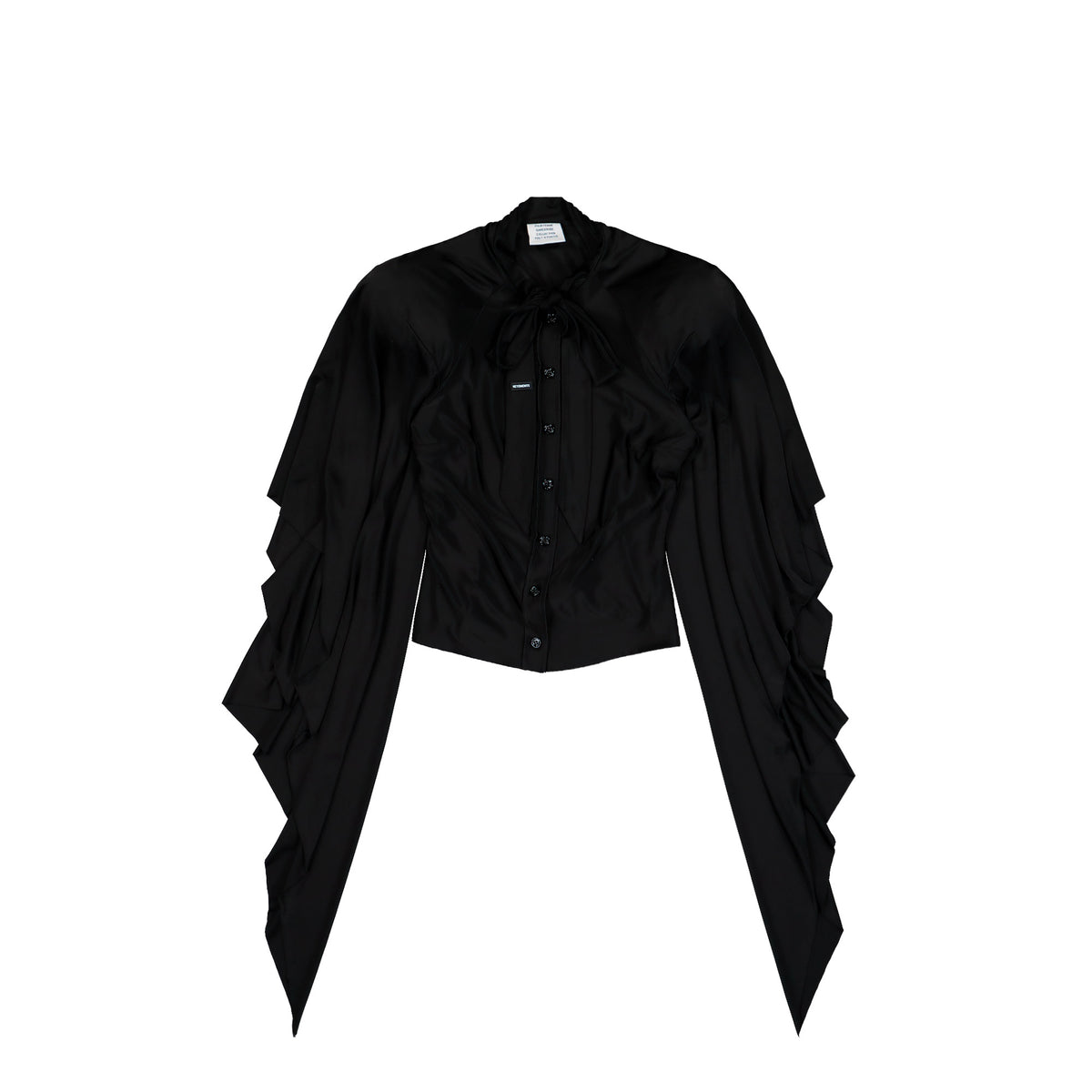 VETEMENTS Round Shoulder Blouse Black Tops WH27BL134B Detail View 1 | GATE