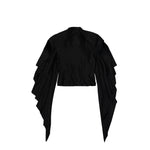 VETEMENTS Round Shoulder Blouse Black Tops WH27BL134B Detail View 2 | GATE
