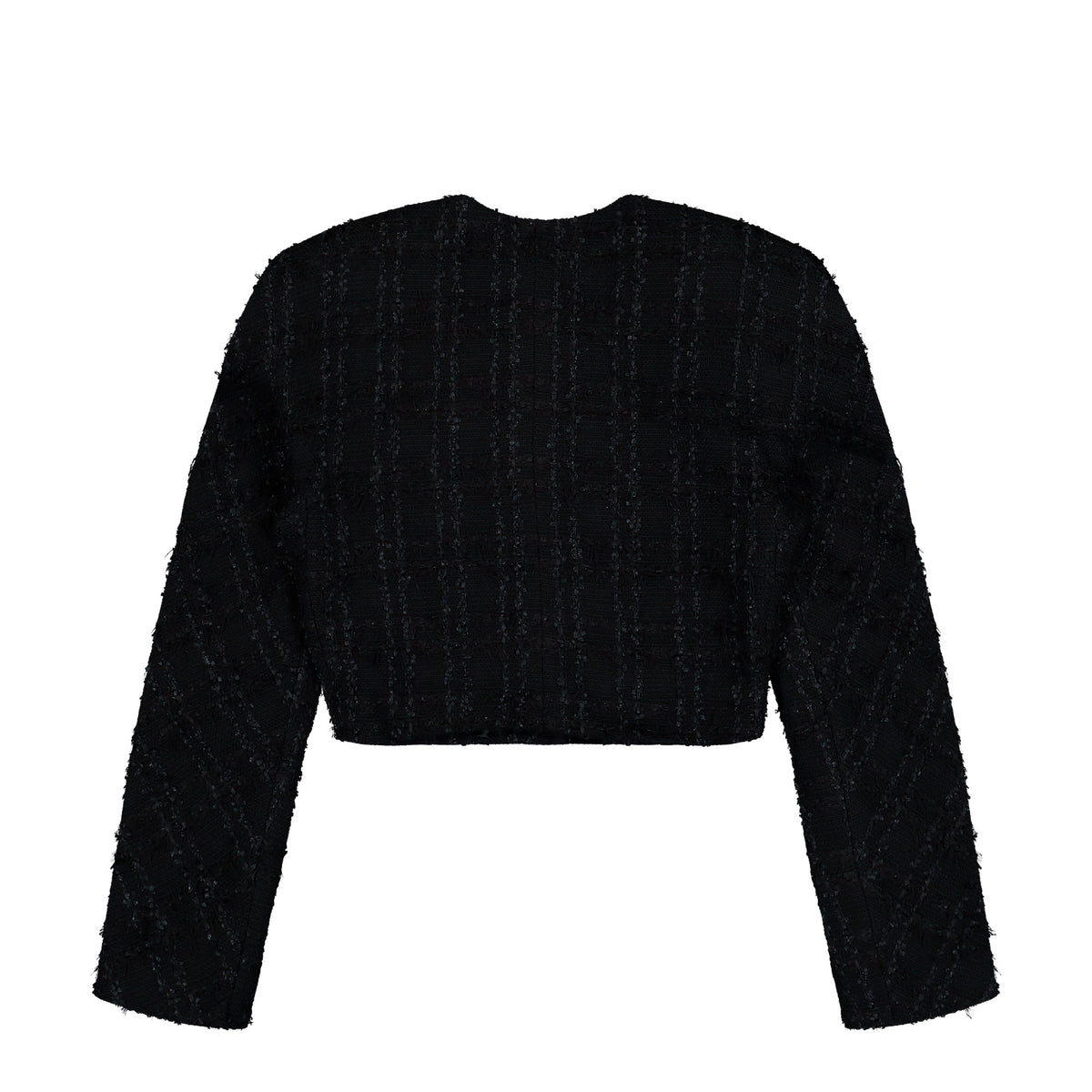 VETEMENTS Round Shoulder Tweed Jacket Black Jackets WH27JA028B2 Detail View 2 | GATE