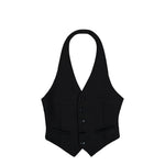 VETEMENTS Open Back Halter Tailored Vest Black Vests WH27JA037B Detail View 1 | GATE