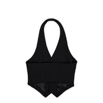 VETEMENTS Open Back Halter Tailored Vest Black Vests WH27JA037B Detail View 2 | GATE