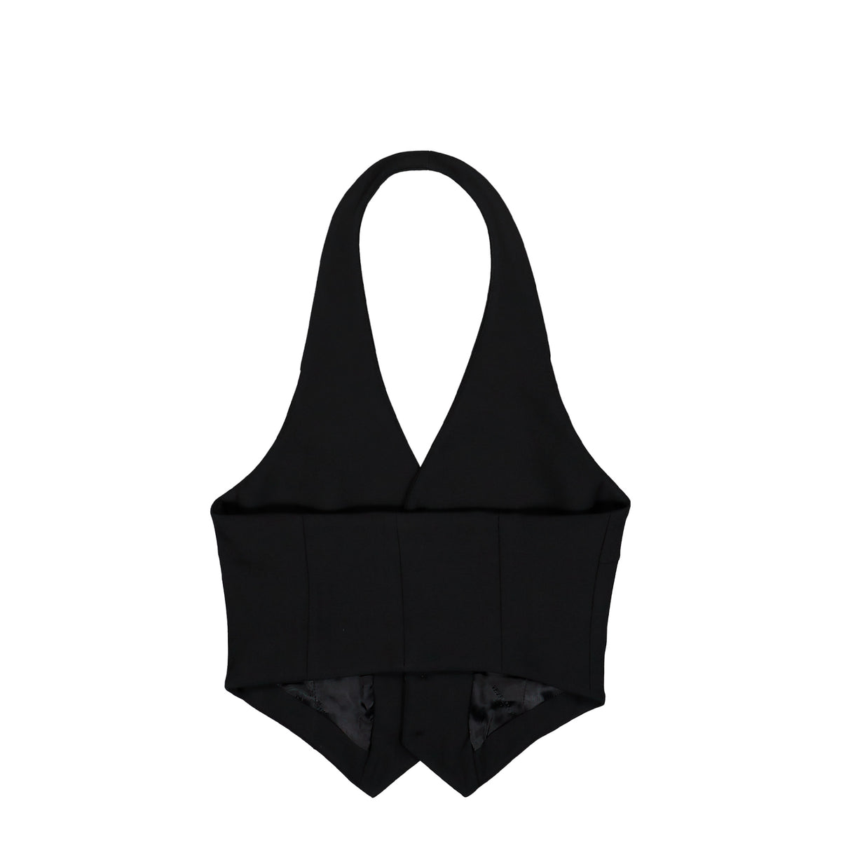VETEMENTS Open Back Halter Tailored Vest Black Vests WH27JA037B Detail View 2 | GATE