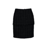 VETEMENTS Tweed Decollage Front / Back Skirt Black Checked Skirts WH27SK029BC Detail View 2 | GATE