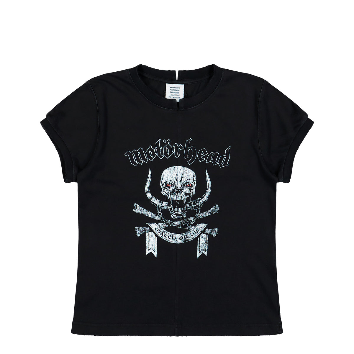 Motorhead x VETEMENTS Skull Cut-Up Fitted T-Shirt Washed Black T-Shirts WH27TR245B Detail View 1 | GATE