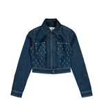 Marine Serre Midnight Blue Denim Trucker Jacket Midnight Blue Jackets WJA076ARDEN0002-BL80 Detail View 1 | GATE