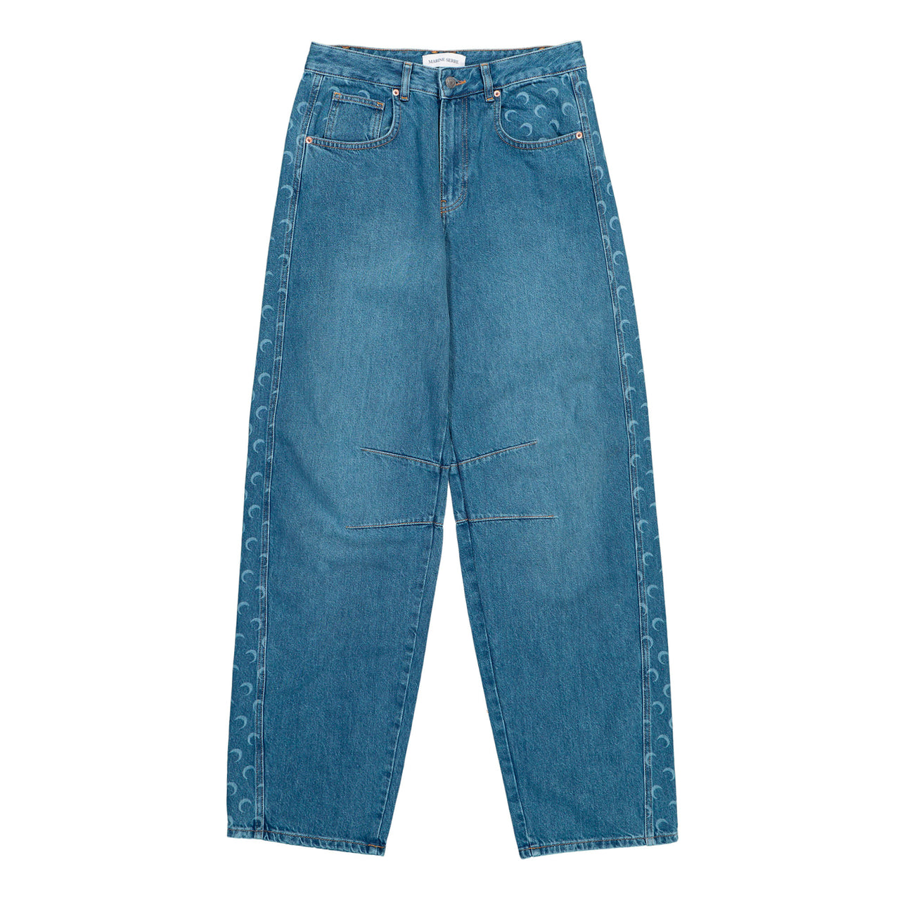 Marine Serre Light Blue Denim Barrel Jeans Light Blue Denim WPA174ACDEN0002-BL05 Detail View 1 | GATE