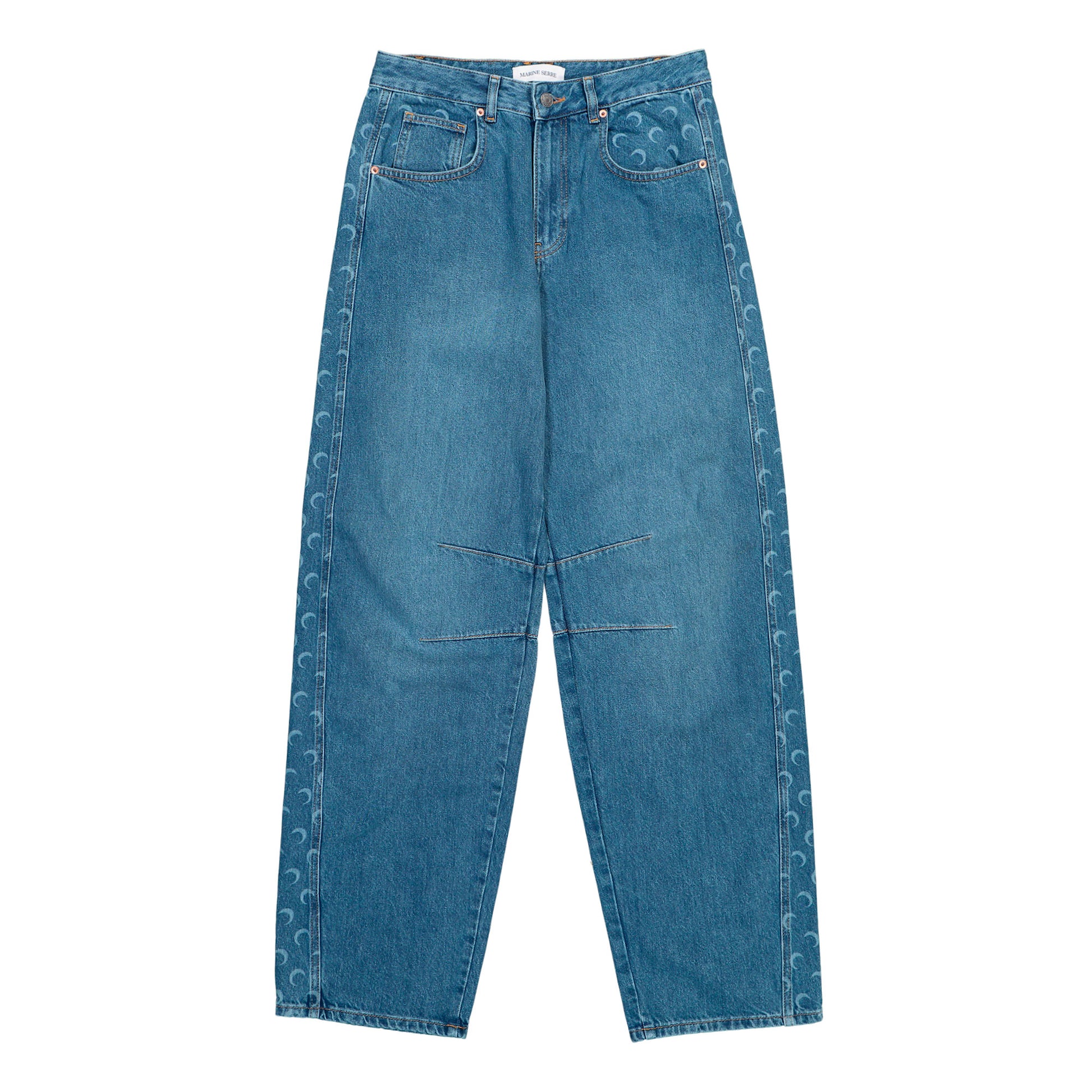 Marine Serre Light Blue Denim Barrel Jeans Light Blue Denim WPA174ACDEN0002-BL05 Detail View 1 | GATE