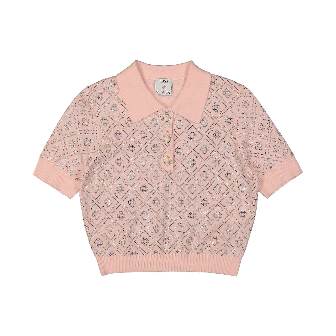 Crystal Monogram Knit Polo Shirt