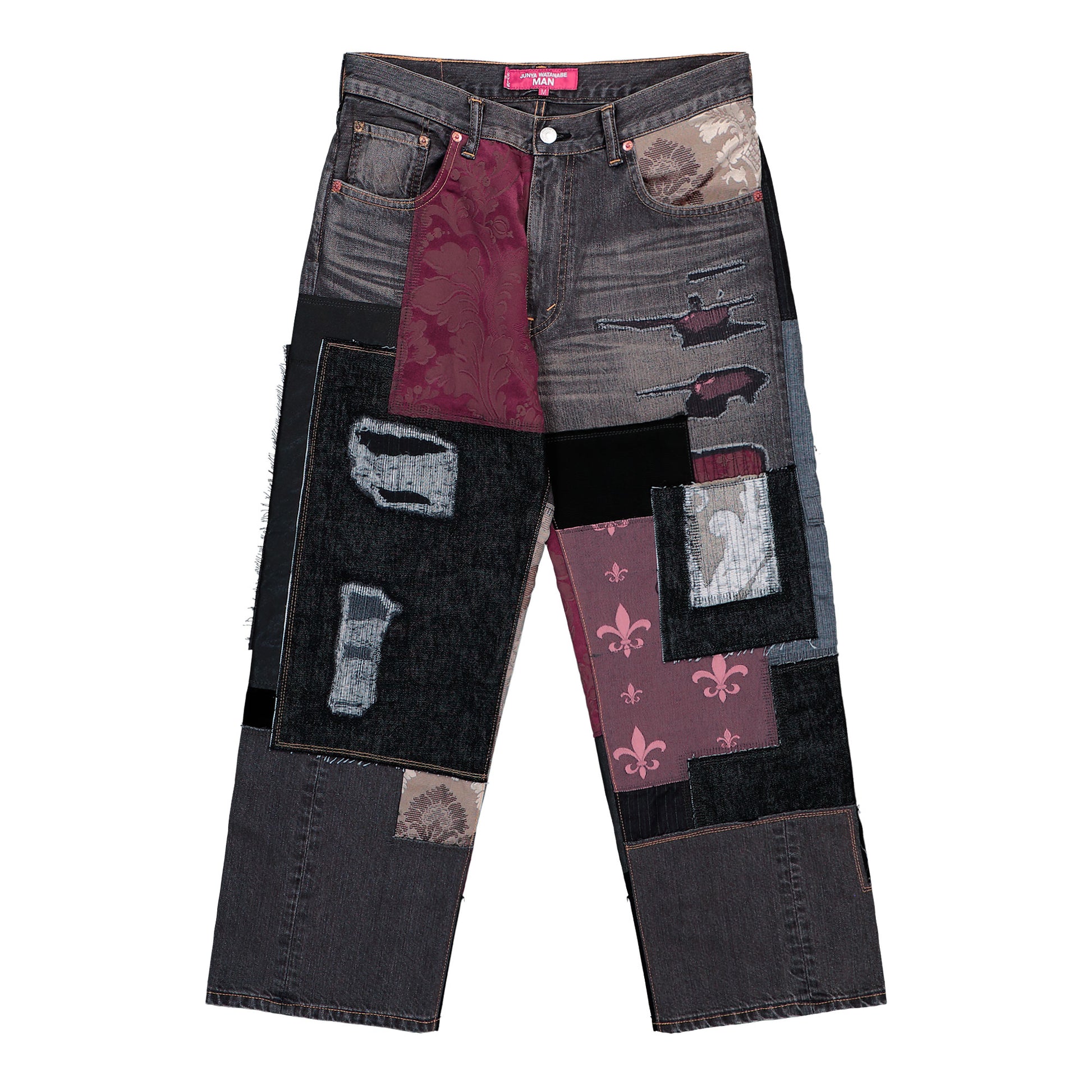 Junya Watanabe MAN Patchwork Jeans Black x Mix Denim Pant WQ-P219-051 Detail View 1 | GATE
