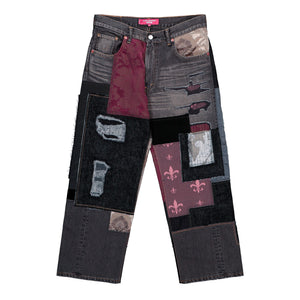 Junya Watanabe MAN Patchwork Jeans Black x Mix Denim Pant WQ-P219-051 Detail View 1 | GATE
