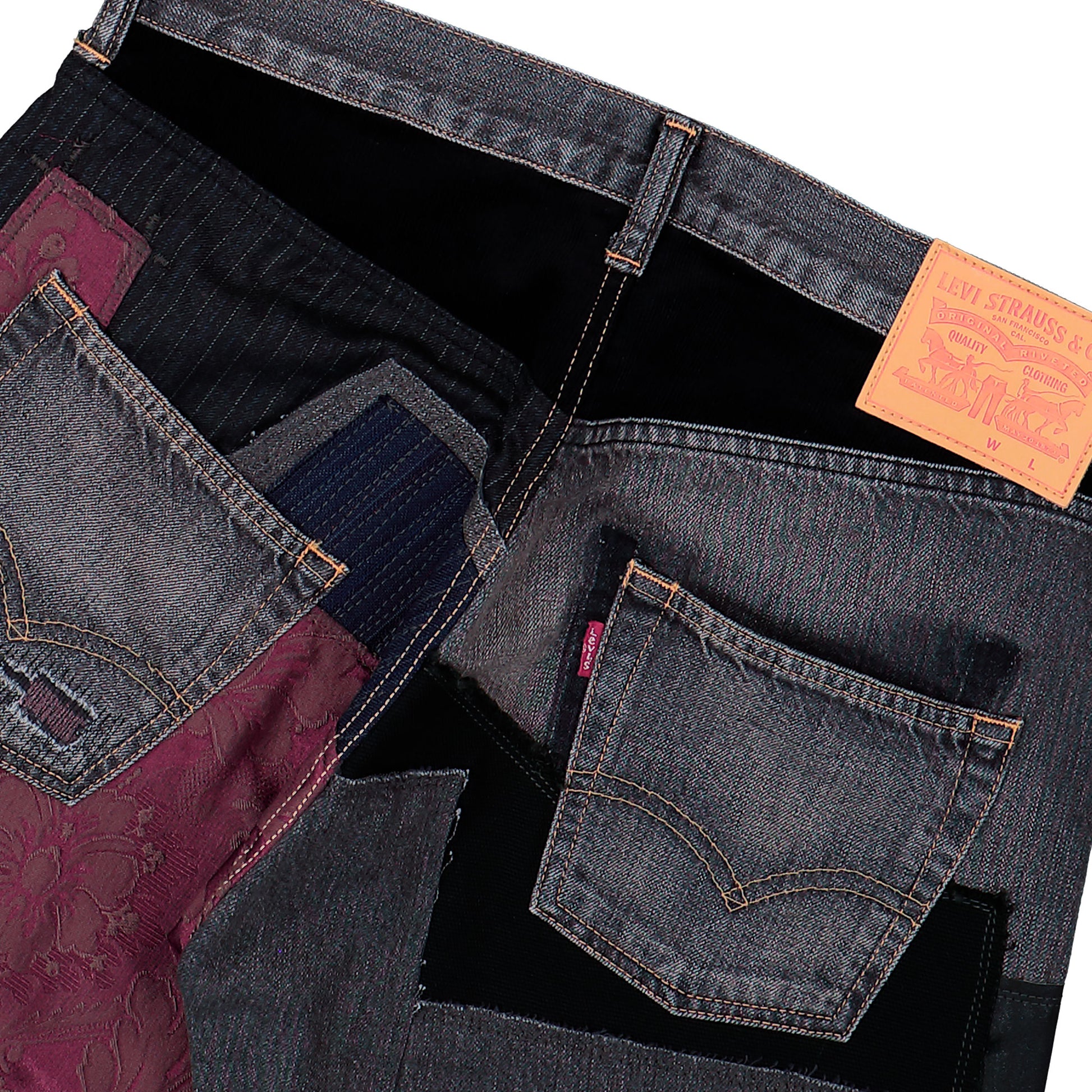 Junya Watanabe MAN Patchwork Jeans Black x Mix Denim Pant WQ-P219-051 Detail View 5 | GATE

