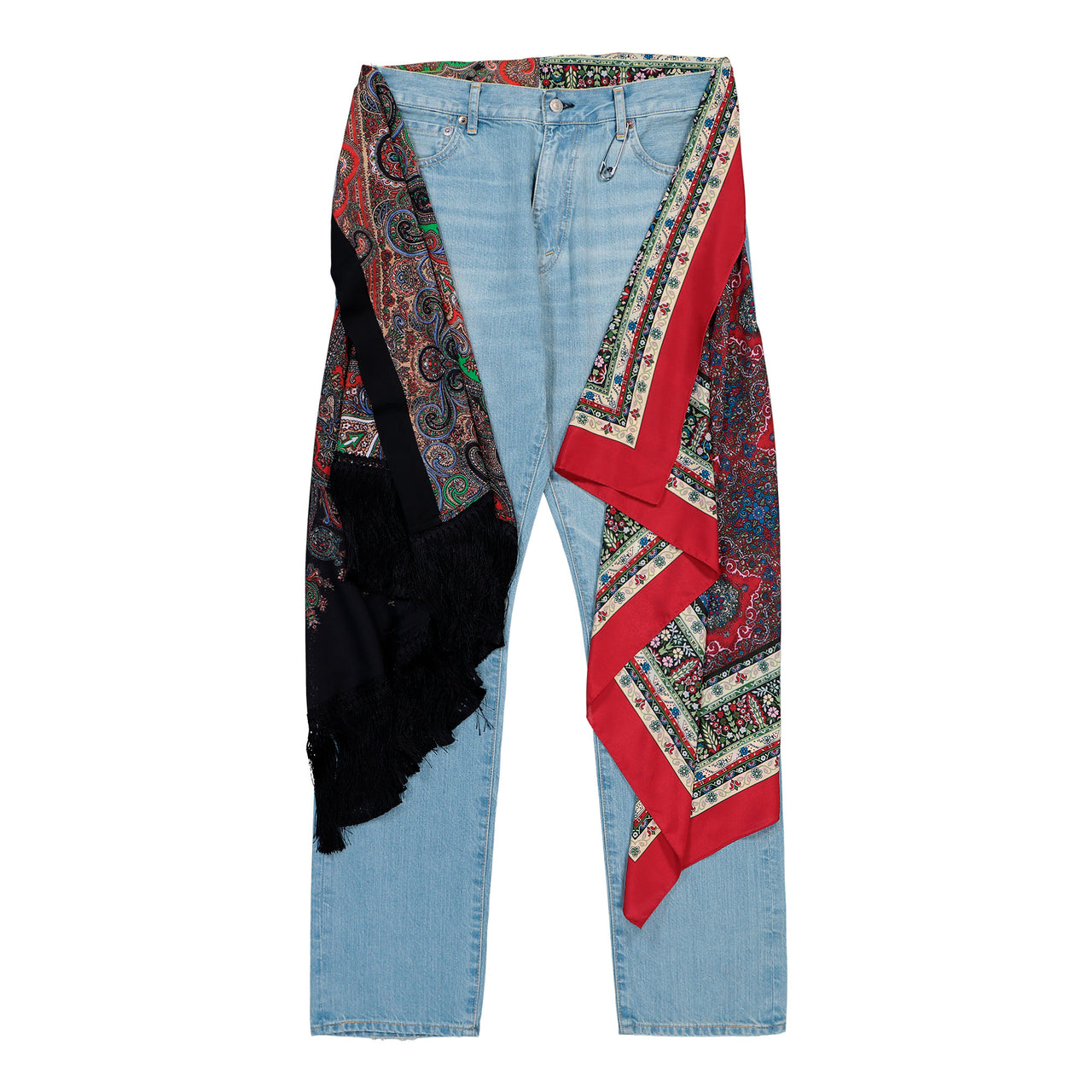 Junya Watanabe MAN Bandana Jeans Indigo x Black / Red Denim Pant WQ-P208-051 Detail View 1 | GATE
