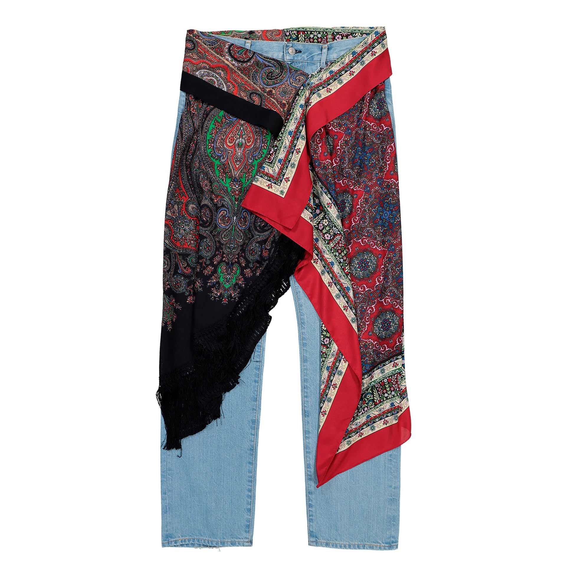 Junya Watanabe MAN Bandana Jeans Indigo x Black / Red Denim Pant WQ-P208-051 Detail View 4 | GATE
