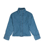 Marine Serre Regenerated Denim Shirt Jacket Light Blue Jackets WSI033ACDEN0002-BL05 Detail View 1 | GATE