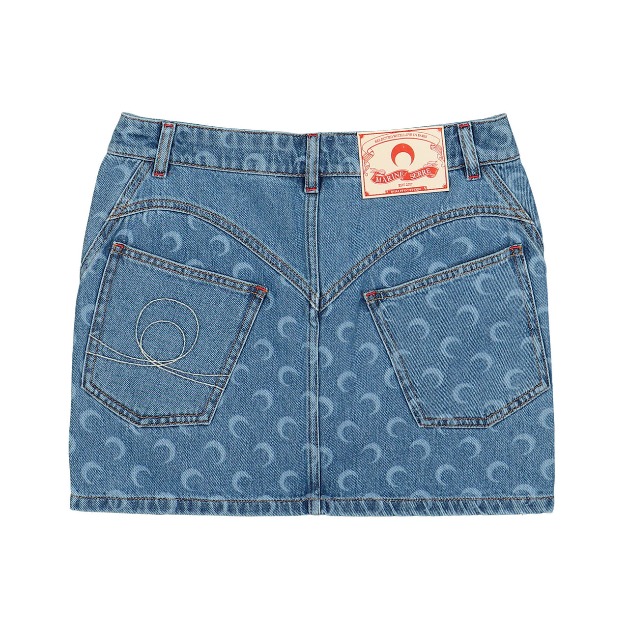 Moon Laser Denim Mini Skirt