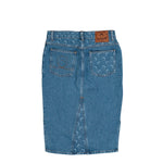 Marine Serre Moon Laser Denim Midi Skirt Light Blue Skirts WSK126ACDEN0002-BL05 Detail View 2 | GATE