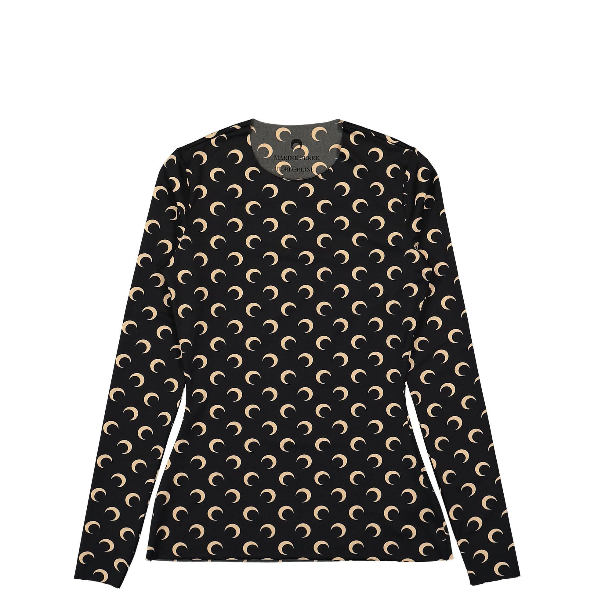 Marine Serre Regenerated All Over Moon Jersey Second Skin Top Black Detail view 1 | Gate