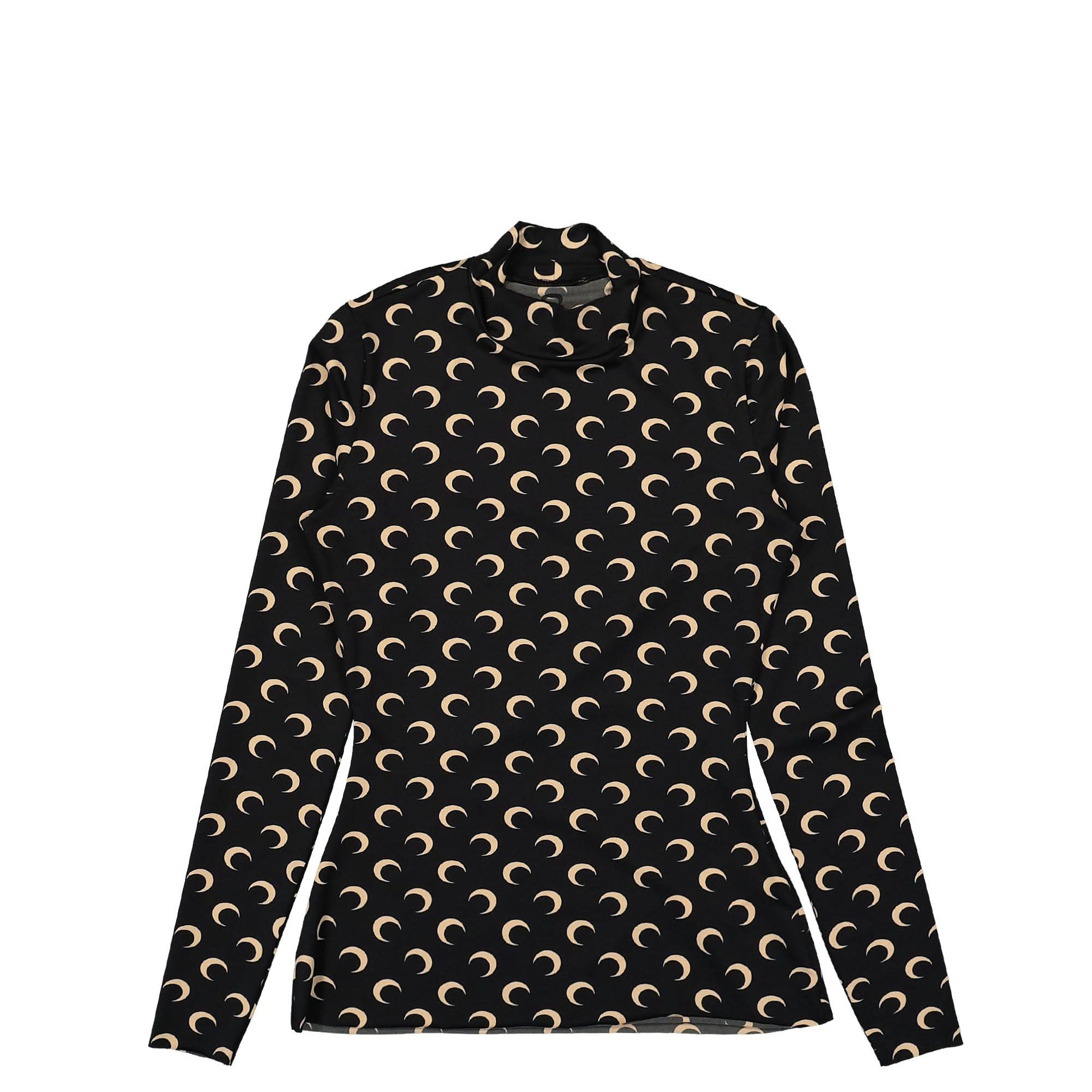 Marine Serre Regenerated All Over Moon Jersey Second Skin Top Black Detail view 1 | Gate