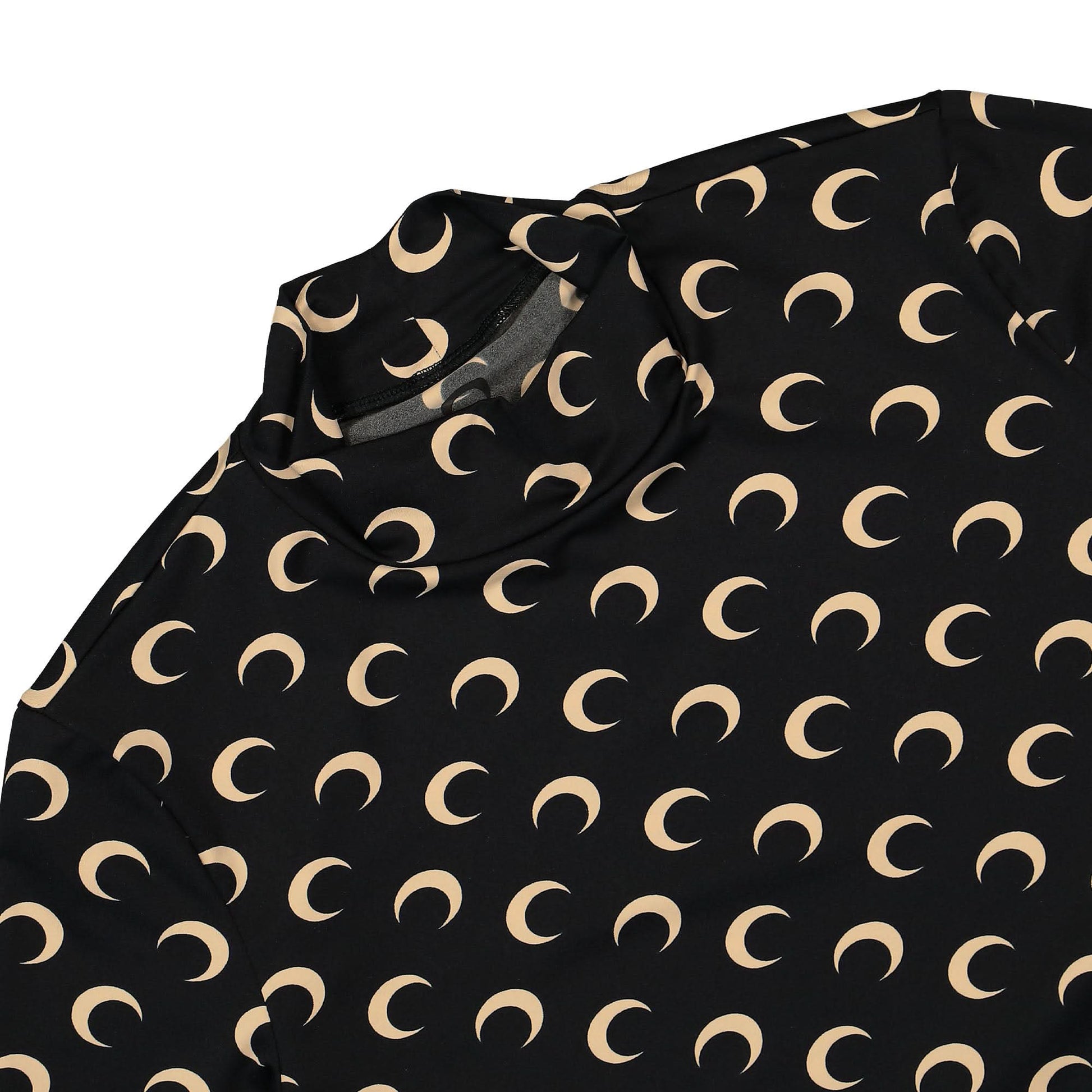 Marine Serre Regenerated All Over Moon Jersey Second Skin Top Black Detail view 3 | Gate