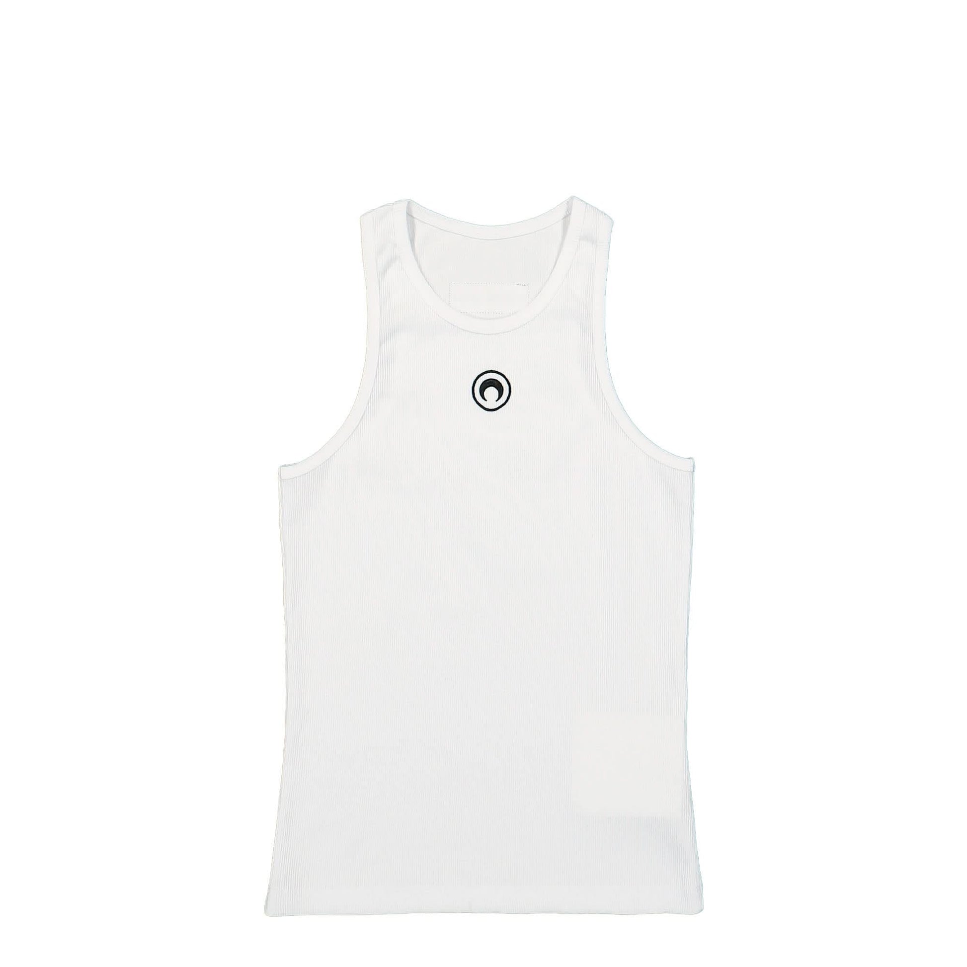 Marine Serre Organic Cotton Rib Tank Top White Detail view 1 | Gate