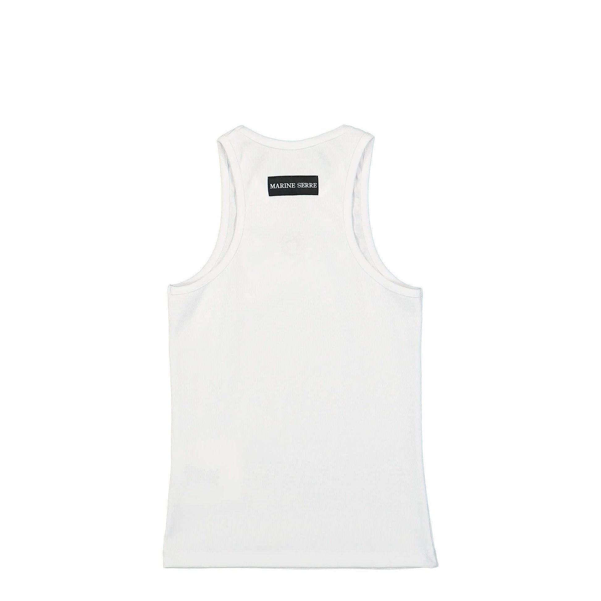 Marine Serre Organic Cotton Rib Tank Top White Detail view 2 | Gate