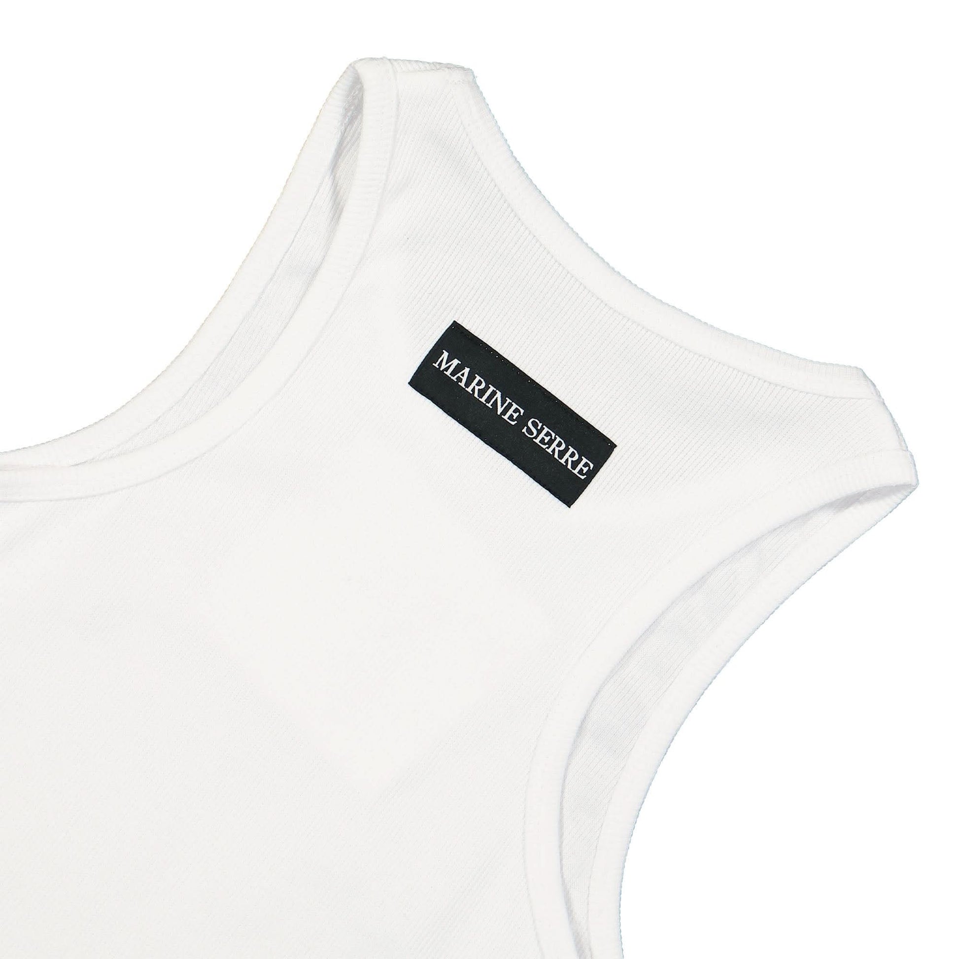 Marine Serre Organic Cotton Rib Tank Top White Detail view 4 | Gate