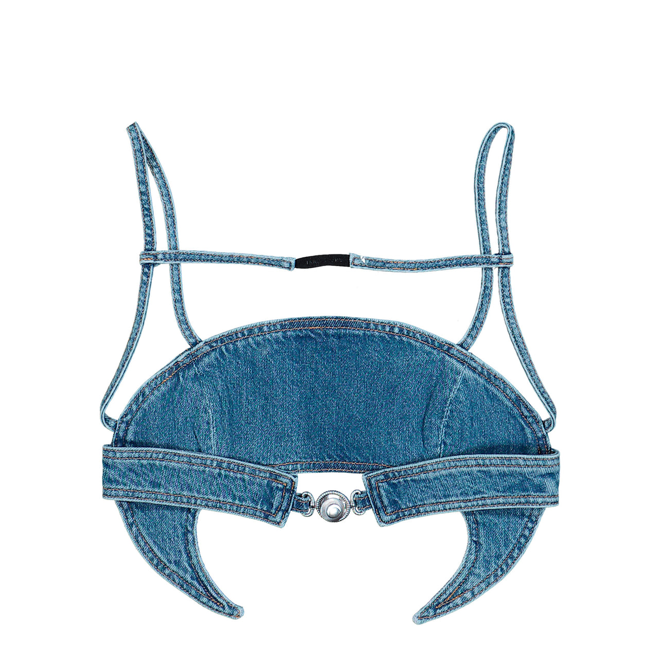 Marine Serre Light Blue Denim Moon Bra Top Light Blue Bras & Bralettes WTO465ACDEN0002-BL05 Detail View 1 | GATE