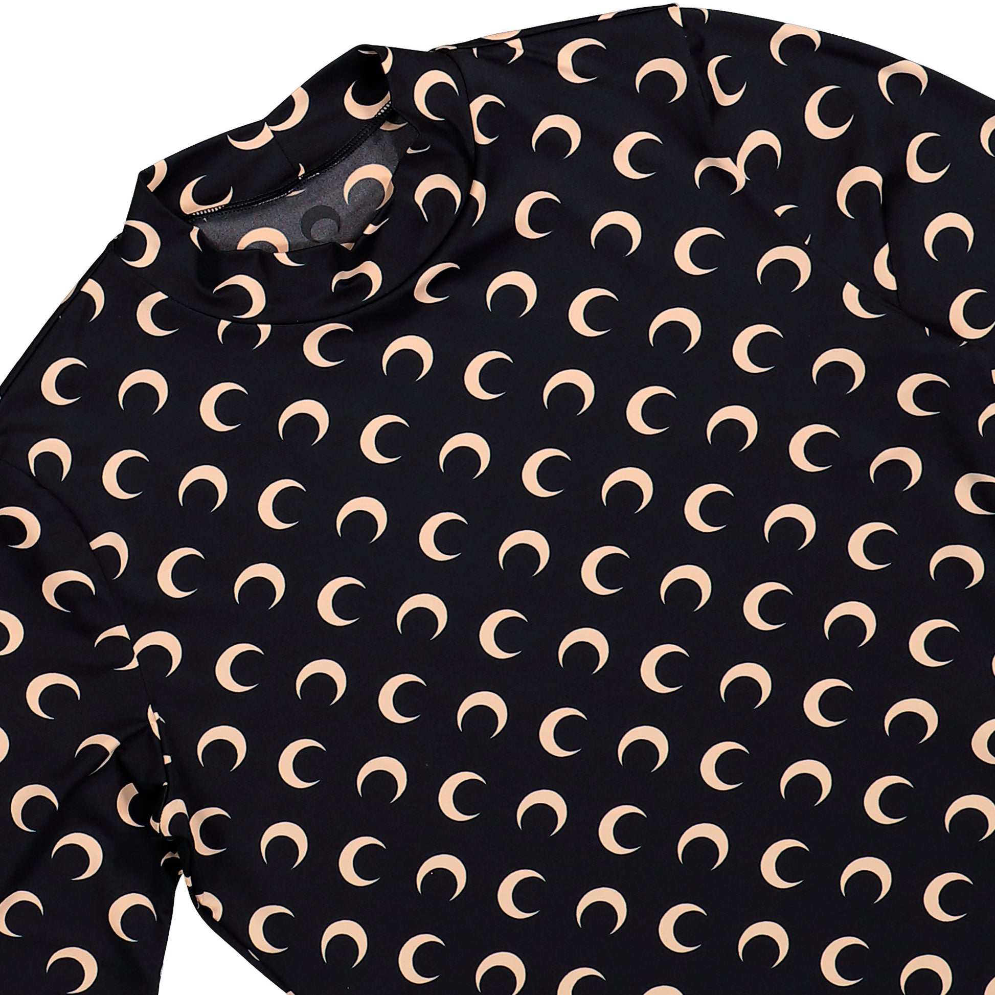 Marine Serre Moon Printed Jersey LS Highneck Top Inverse Tan Longsleeves WTS005ACJER0001-IT99 Detail View 3 | GATE