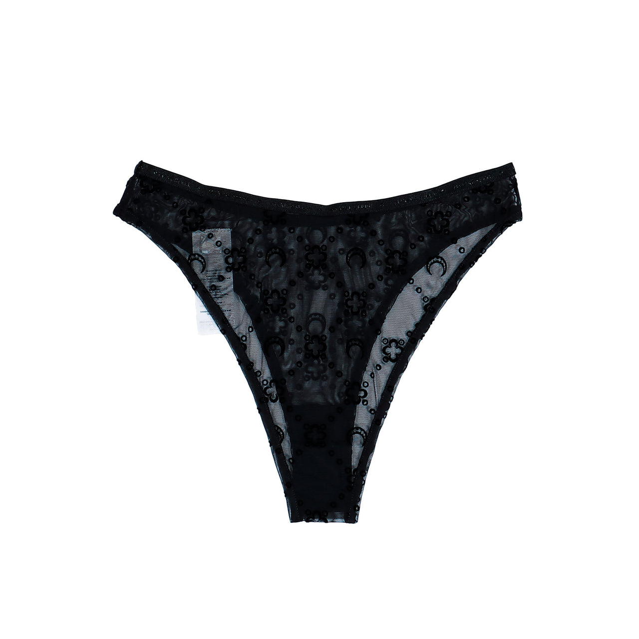 Marine Serre Moonogram Mesh Flock High-Cut Panties Black Slips & Thongs WUW052ACJER0005-BK99 Detail View 1 | GATE
