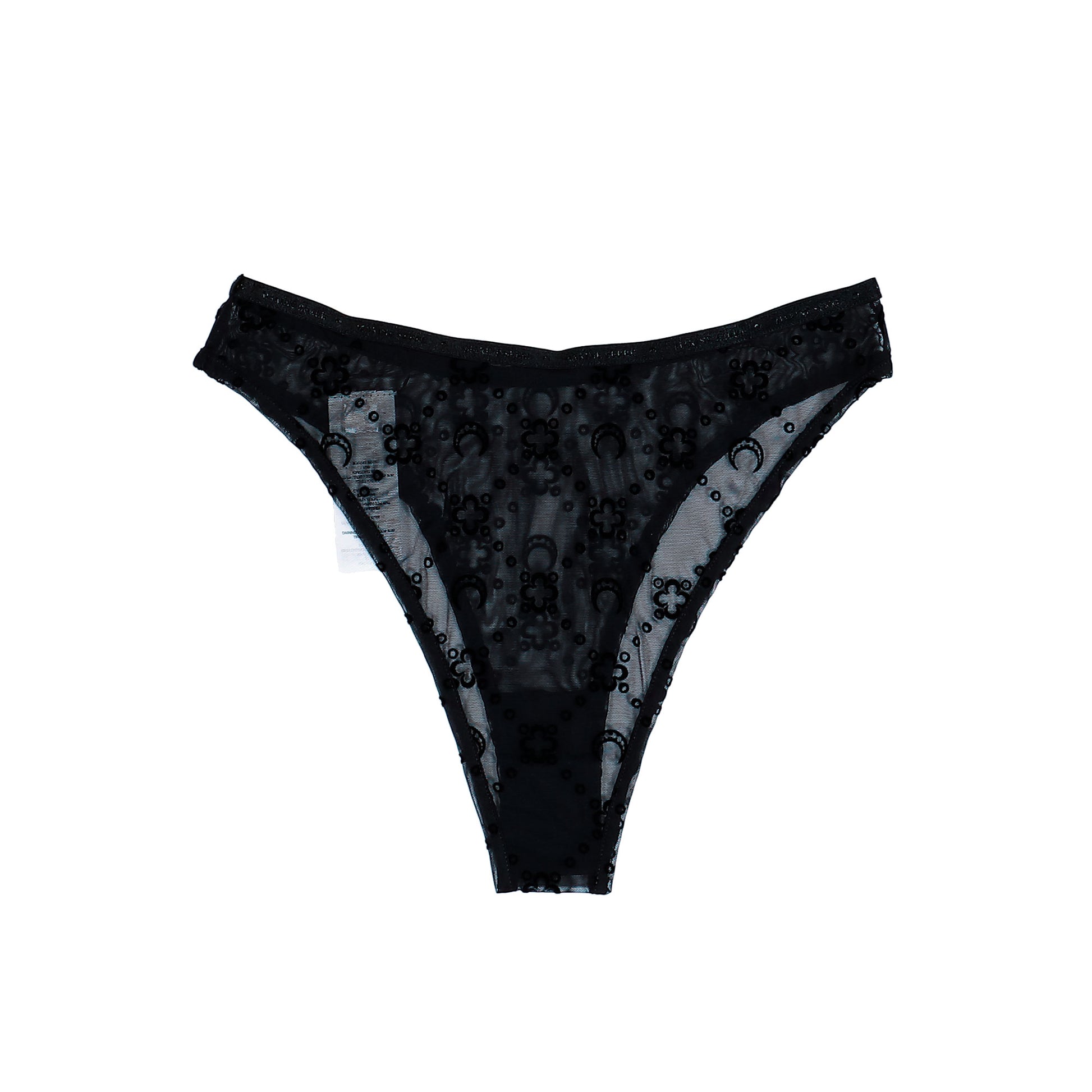 Marine Serre Moonogram Mesh Flock High-Cut Panties Black Slips & Thongs WUW052ACJER0005-BK99 Detail View 2 | GATE