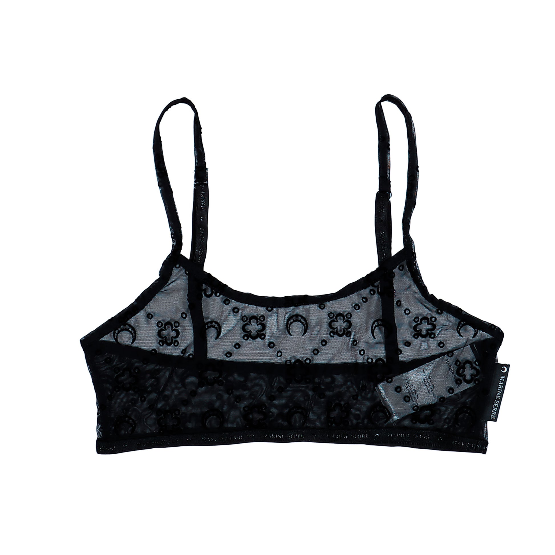 Marine Serre Moonogram Mesh Flock Bralette Black Bras & Bralettes WUW058ACJER0005-BK99 Detail View 1 | GATE