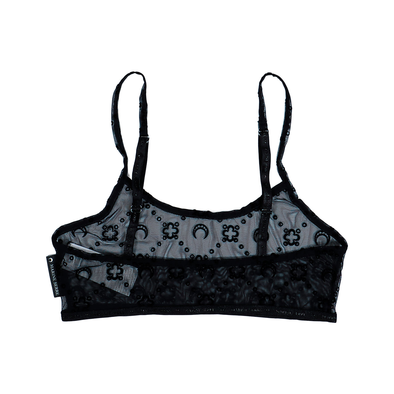 Marine Serre Moonogram Mesh Flock Bralette Black Bras & Bralettes WUW058ACJER0005-BK99 Detail View 1 | GATE