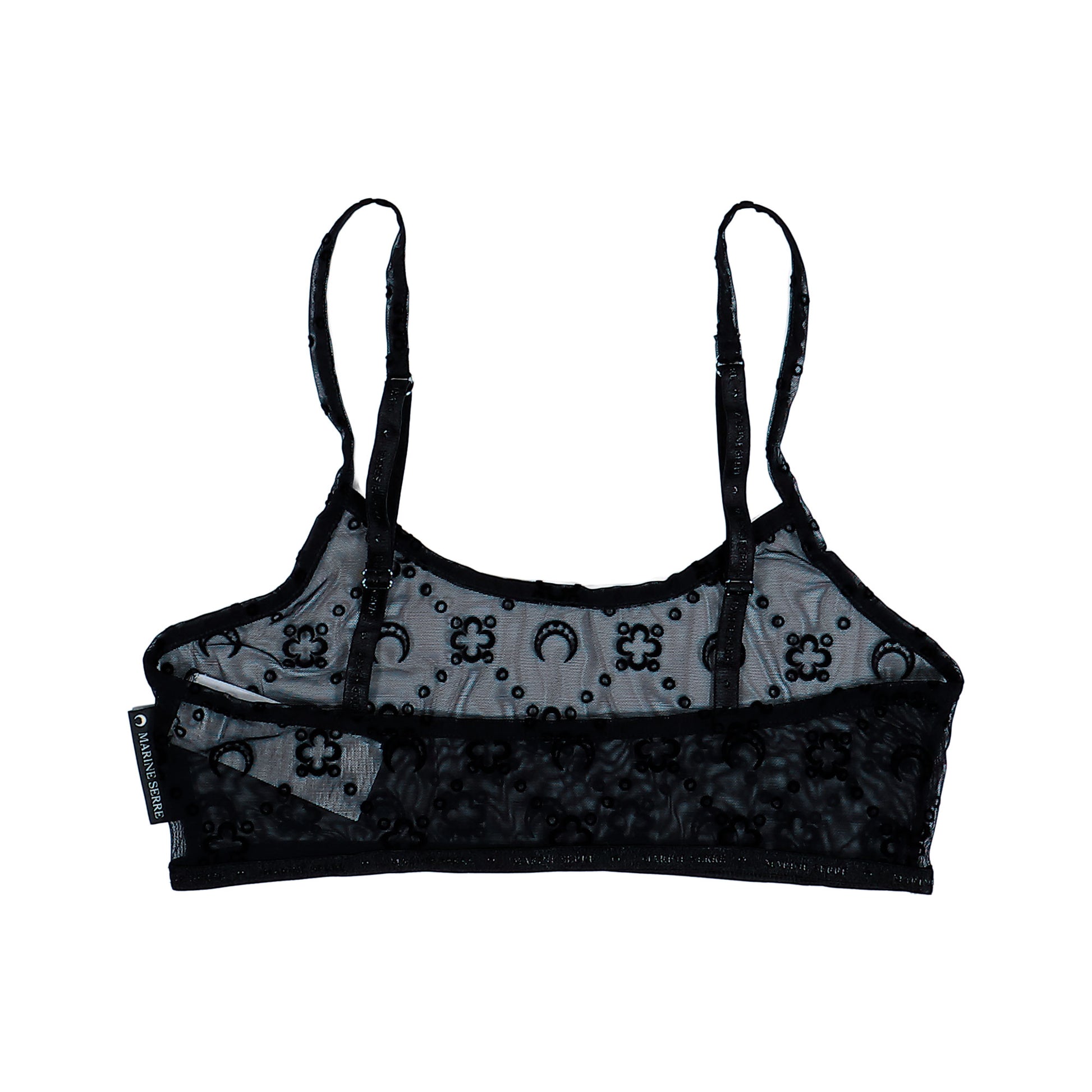 Marine Serre Moonogram Mesh Flock Bralette Black Bras & Bralettes WUW058ACJER0005-BK99 Detail View 2 | GATE
