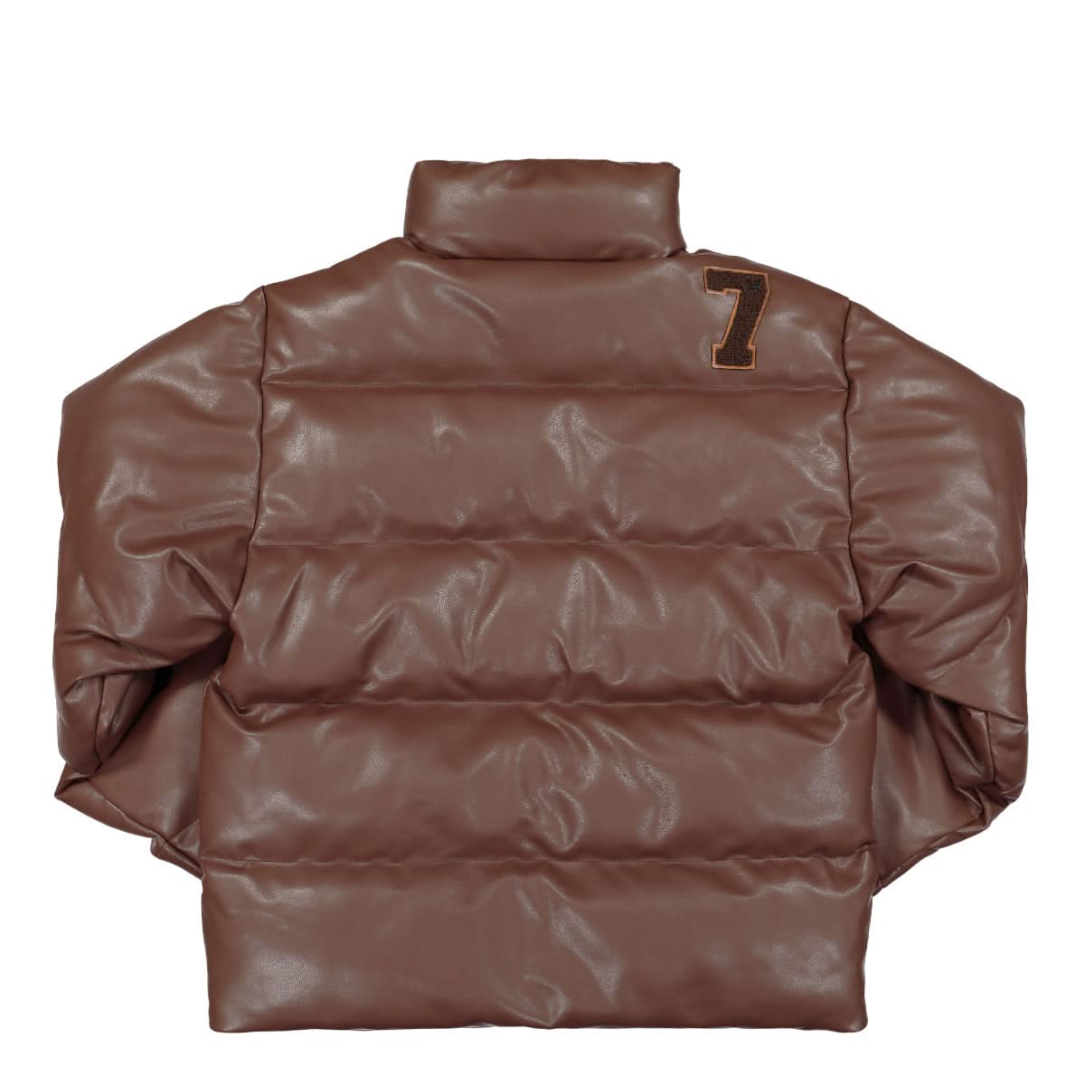 MISBHV Vegan Leather Campus Puffer Jacket Brown Detail view 2 | Gate